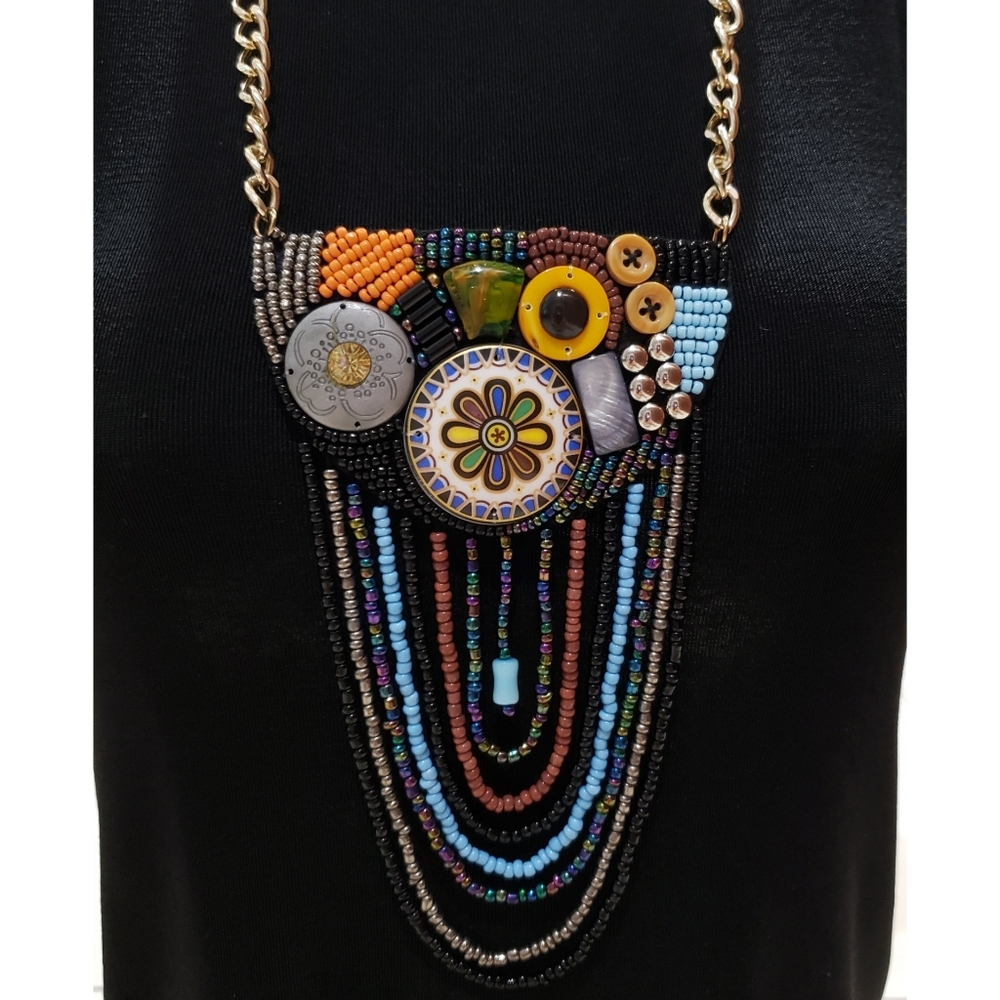 NEW Boho Native American Beaded Necklace - Picture 2 of 10